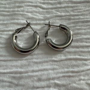 Silver hoop earrings Stainless steel